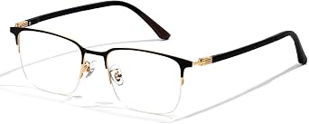 ZanyLen Blue Light Blocking Glasses Men Computer Gaming Glasses Rectangle Metal Semi-rimless Frame