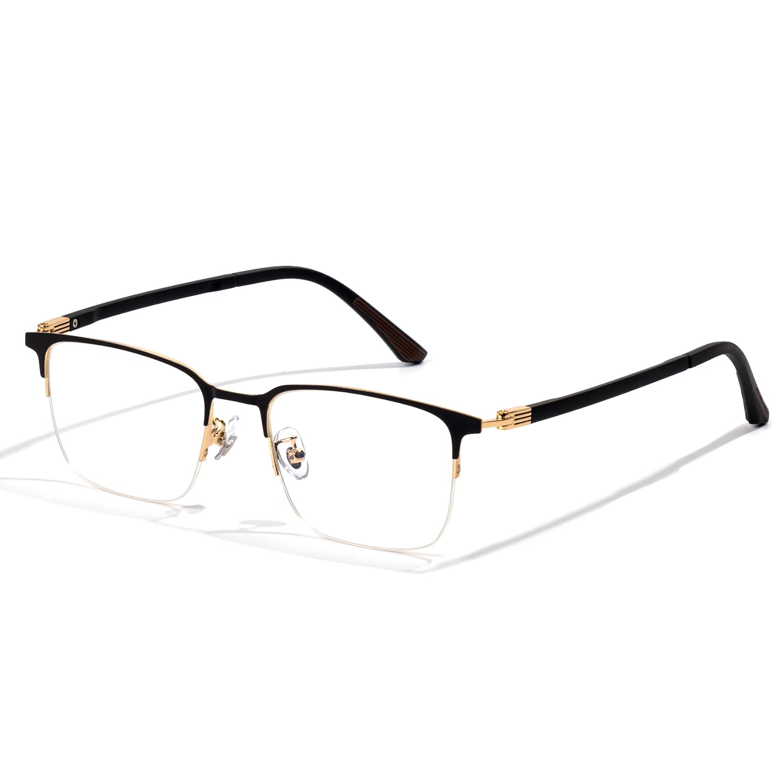ZanyLen Blue Light Blocking Glasses Men Computer Gaming Glasses Rectangle Metal Semi-rimless Frame