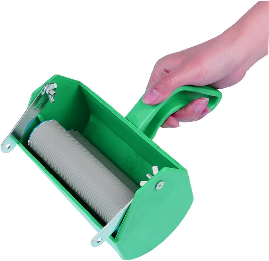 Monochrome Paint Wallpaper Roller Grain Printing Tool with Plastic Head for Textured Wall Patterns DIY Painting Green