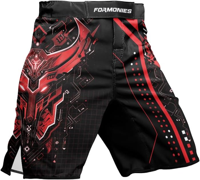 FORMONIES Cyber Viking Men Fighting Shorts for Boxing MMA BJJ Jiu Jitsu Shorts Men Kickboxing Shorts