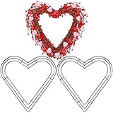 Aodaer 2 Pack 14 Inch Heart Wire Wreaths Frame Heart Metal Wreath Garland Green Wire Flower Wreath for Valentine's Day, Wedding Party, Home Ceremony Decoration
