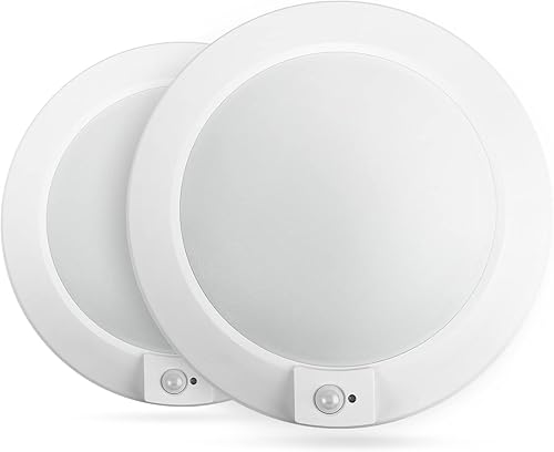 ECOELER Luz de techo LED con sensor de movimiento de 6 pulgadas, luz con sensor de atardecer a amanecer con temporizador, 15W, 3000K4000K5000K