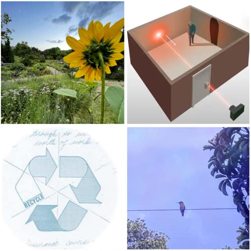 Lasers for listening and seeing, music production, and recycling