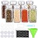 Bocaux à épices Epices Pots Rangement 120ml, Pot a Epices Carré en Verre avec Couvercle à Vis, Brosse à Nettoyagepour Le Rangement Epices Graines Herbes, 120ML, 10.5X4.5cm