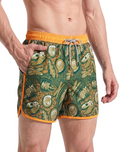 maamgic Herren Badeshorts Vintage Retro Boardshorts Schnelltrocknend Kurz Badehose Schwimmhose mit Mesh-Futter und Verstellbarem Tunnelzug