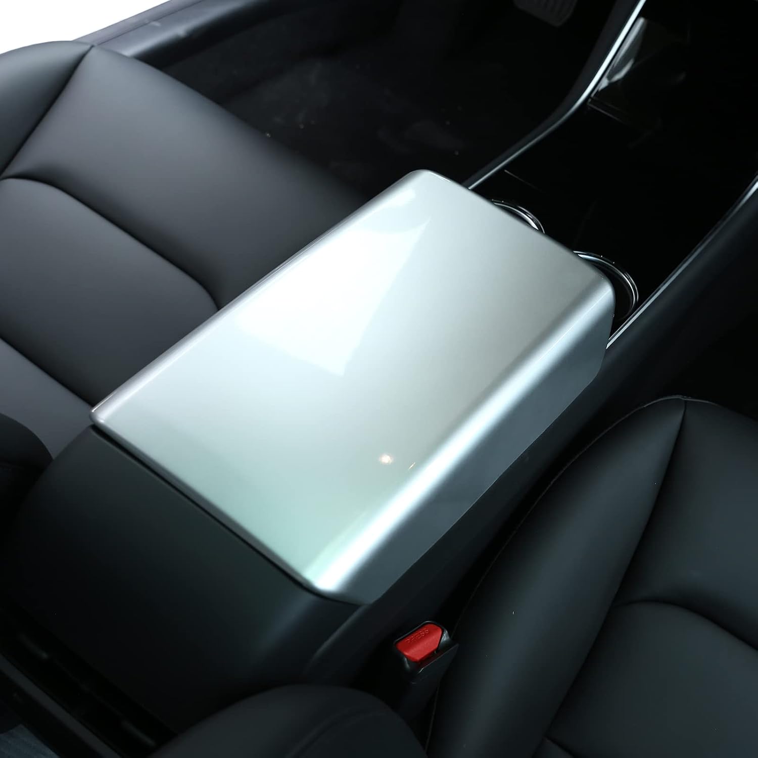 ABS Car Center Control Armrest Box Storage Box Cover Protector Decorative Panel for Tesla Model 3/Y 2017 2018 2019 2020 2021 2022 2023 (Silver)