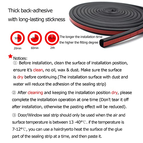 Tintvent Automotive Weather Stripping, D-Shape Rubber Door Seal Soundproofing, Adhesive Weather Stripping For Car, Rubber Seal Strip For Window, Door, Window, Trunk, Engine Cover, 32Ft #TOP3