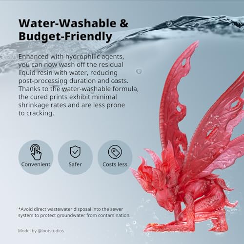 Image of ANYCUBIC Water Washable ABS-Like Resin 3.0, 3D Printer Resin, High Toughness and High Precision, Easy to Post-Process, Low Odor, Wide Compatibility for All LCD 3D Printers (Clear Red, 1kg)