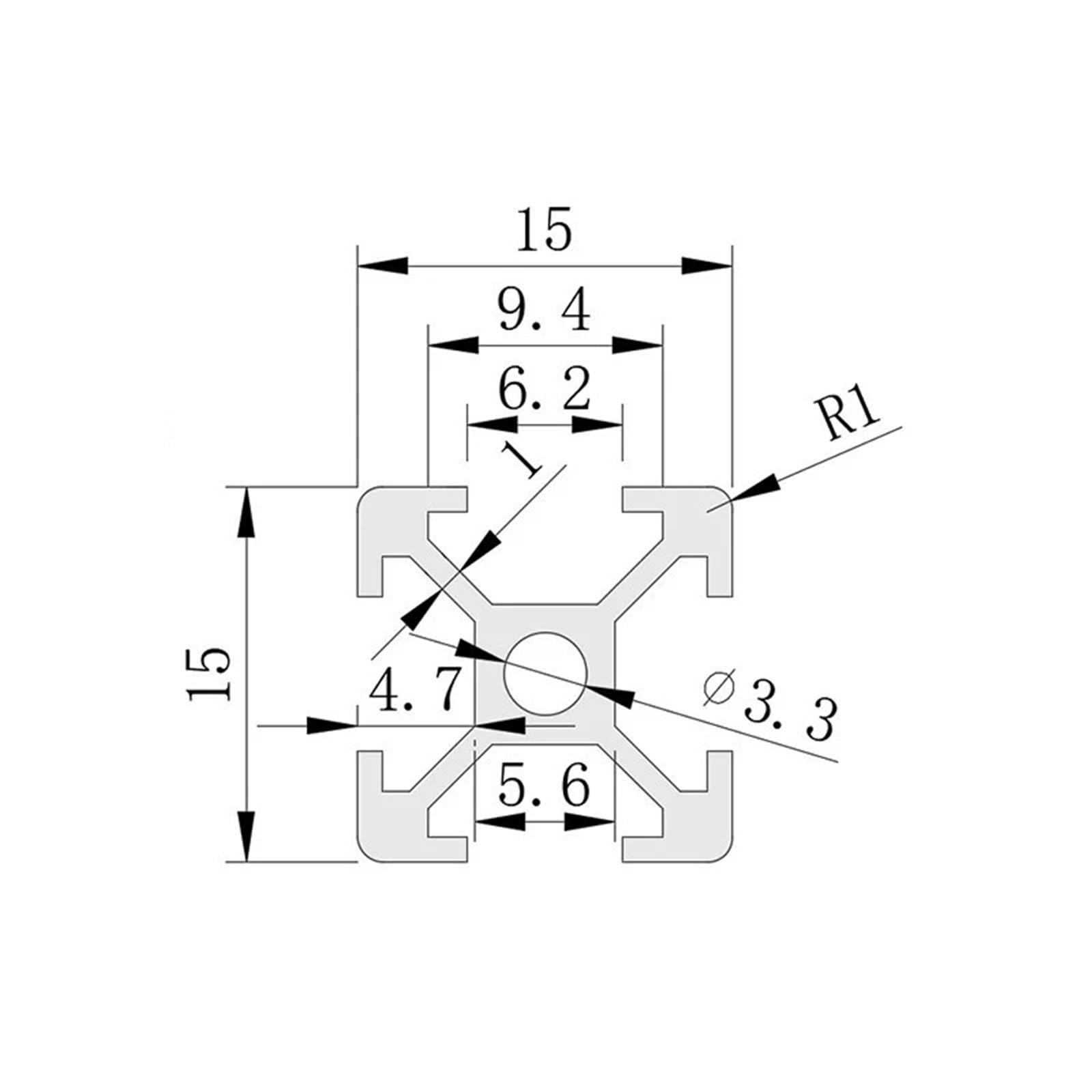 GTPBAO 2 pezzi 1515 Profili in alluminio anodizzato Telaio estruso standard europeo 15x15mm Guide quadrate for supporti for attrezzature Binario estruso(600mm long)