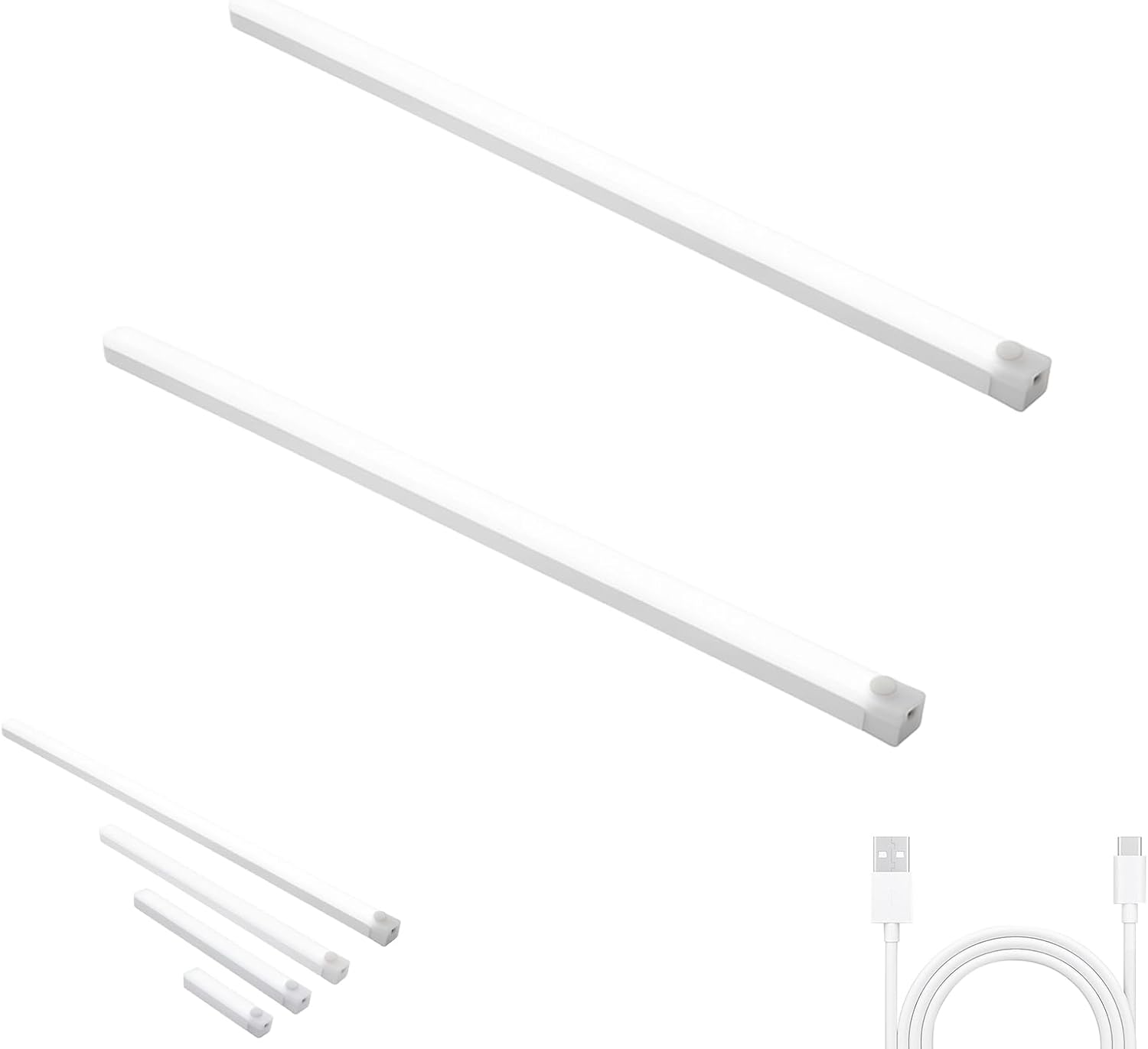 Punch-Free Smart Sensor Magnetic Rechargeable Led Lights, Auto-Off, Quick Release for Easy USB Charging (19.7",White,5 PCS)