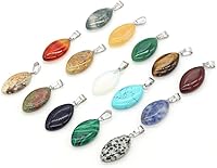 LE SKY 20pcs Marquise Agate Stone Pendants Natural Reiki Healing Crystals Polished for Necklace Jewelry Making