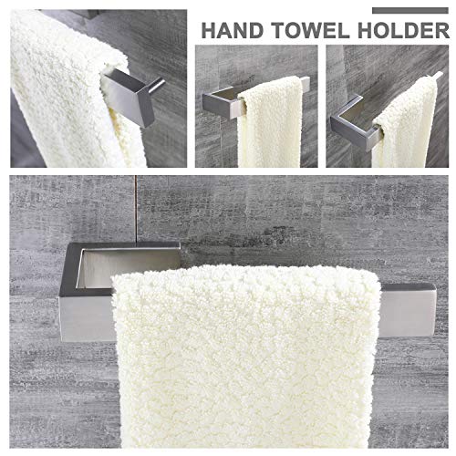 DOCNACHT 4-Piece Bathroom Hardware Accessory Set Towel Bar Toilet Paper Holder Hand Towel Bar and Double Robe Hook Brushed Nickel Wall Mount SUS 304 Stainless Steel - Thumbnail 3