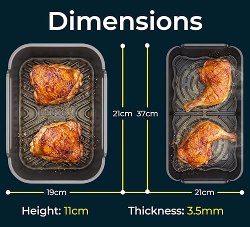 AirFlow Max™ Ninja AF500UK Accessories | 3-in-1 Divider Liner + 2PCS AirFlow Pro™ Liners | 15mm Raised Ridges, 3.5mm Thick | Premium 10.4L Silicone Liners for Ninja AF500UK | by iStock Kitchen - Image 2