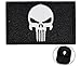 Tactical Morale Patch USA Flag Punisher Skull Patch Embroidered Hook&Loop Fastener Backing Military Emblem (Black)