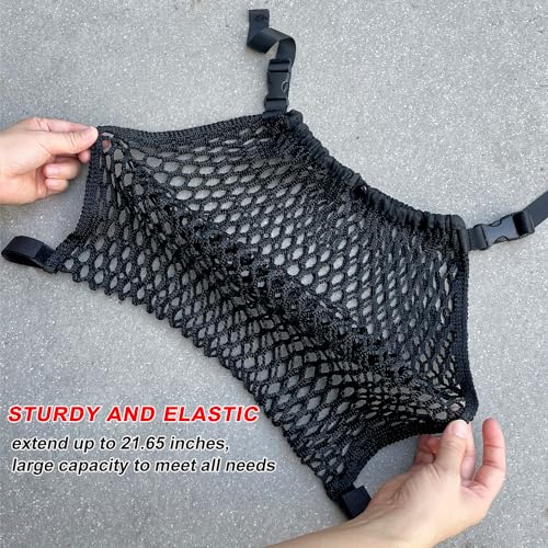 MaPctSy Baby Stroller Organizer Hanging Bags Golf Cart Cargo Net Mesh Storage Bag Extra Large Space, Non-Slip and Adjustable Polyester Stroller Accessories for Diaper Toy Snack