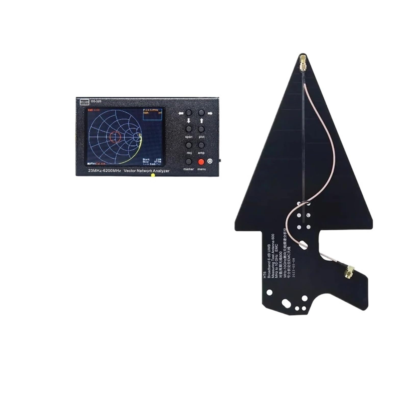 Analizator widma, GS320 Analizator sieci wektorowych 6 GHz HT6 Log Antena okresowa Pomiar napięcia Współczynnik fali stojącej 6-9 dB EMC Szerokopasmowy