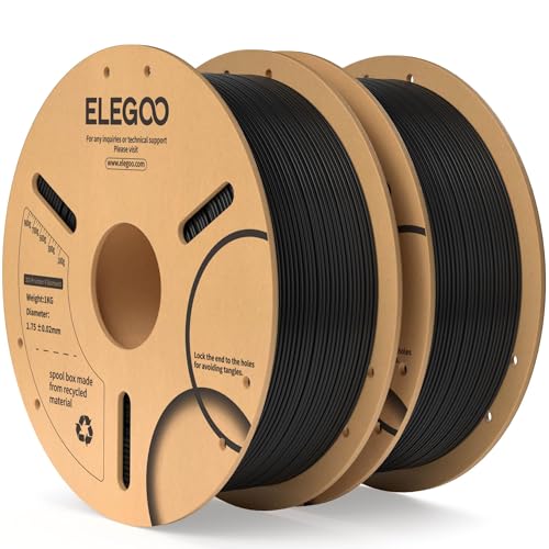 ELEGOO PLAフィラメント 1.75mm 3Dプリンター用フィラメント 寸法精度±0.02mm ほとんどの3Dプリンターに対応 (1KG/スプール 2.2 lbs) 黒色*2