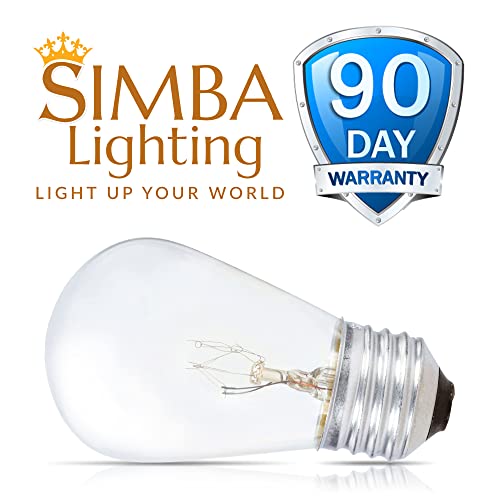 Simba Lighting String Light Outdoor S14 Replacement Bulb 11W E26 Medium Screw Base For Decorating Patio, Café, Pergola, Porch, Clear Glass, 11 Watt 110V 120V, 2700K Warm White, Dimmable, 20 Pack #TOP4