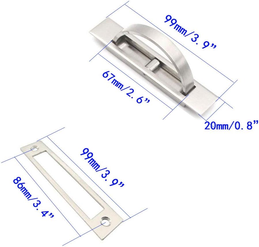 Pack of 2 Invisible Cabinet Drawer Handle Rotating Zinc Alloy Hidden Grip Pulls Handles Hardware for Cabinet, Door, Wardrobe, Tatami and Drawer - Silver - Image 3