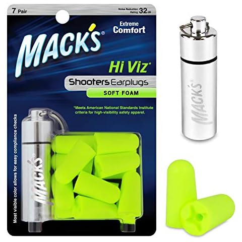 Mack's Shooters Hi Viz Earplugs with Case Cover
