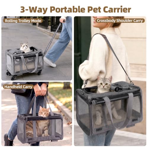XINGZHIHUAN Rolling Cat Carrier with Detachable Wheels, Soft Sided, Gray by XINGZHIHUAN - Used condition - Image 6
