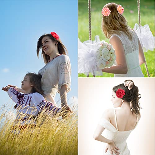 Dreshow 5 Pack Flower Brooch Head Ornament Bride Women Rose Flower Hair Accessories Wedding Hair Clip Flamenco Dancer #TOP2