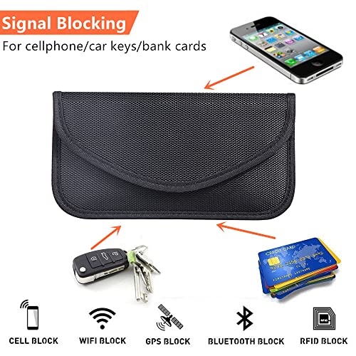 Image of Faraday Key Fob Protector (2 Pack), Premium Faraday Bag /Pouch, Car Key Signal Blocker, Signal Blocking Bag for Cell Phone Privacy P (Black)