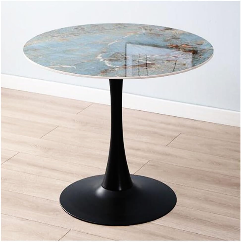 Modern Round Marble Dining Table 80cm - Metal Base Bistro Table for 4 Kitchen & Dining Furniture - Living Room Center Table Elegant Design