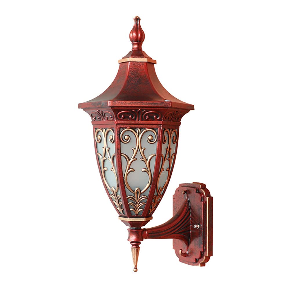 SXSCARKX Retro Outdoor Waterproof Landscape Wall Mount Light with Frosted Glass Lampshade Lamp Farmhouse Country Wall-Mounted Sconce for Hallway Entrance Garage Patio （E27）
