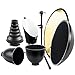 Produktbild Pixapro Studio schönheitsteller modifizierer Zubehör Set mit 42cm Silber Beauty Dish,45°/55°/65° Reflektoren,Spotvorsatz,Hintergrundreflektor,Bodenständer,zusammenklappbar Reflektor UK Bestand MwSt