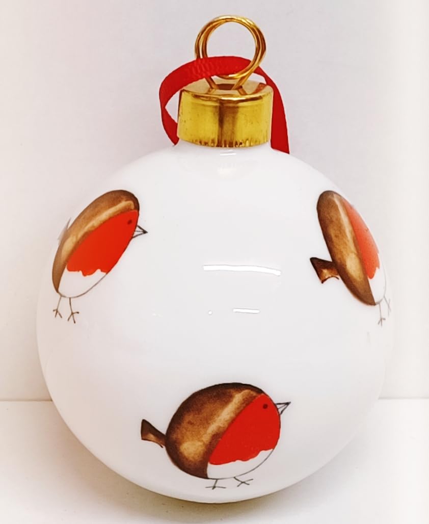 Fat Robin Bauble Fine Bone China 7 cm Gift Boxed Red Robin Christmas Ornament UK