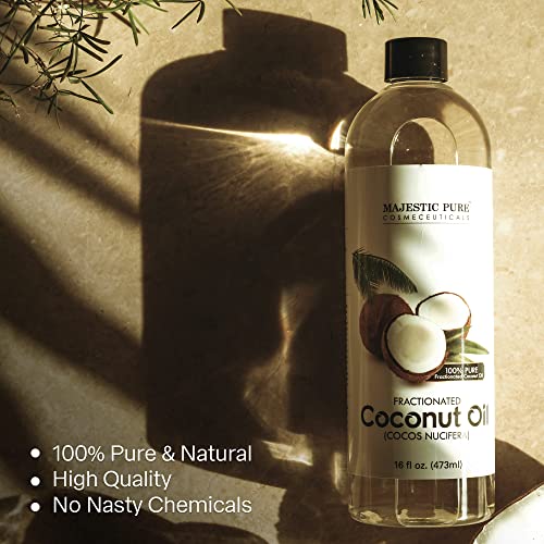 Majestic Pure Fractionated Coconut Oil - Relaxing Massage Oil, Liquid Carrier Oil For Diluting Essential Oils - Skin, Lip, Body & Hair Oil Moisturizer & Softener - 16 Fl Oz #TOP5