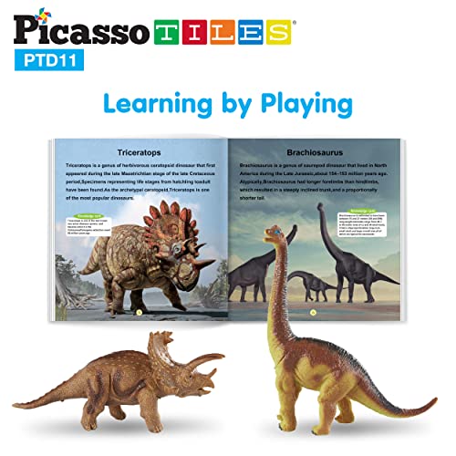 Picassotiles Dinosaur Play Mat Toys 32Pc Dino Playset Stem Activity Learning Kit Steam Toy With Educational Book, 21 Action Figures T-Rex, Triceratops, Velociraptor, Trees, Rocks For Kids 3+ Ptd11 #TOP3