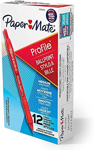 Ballpoint Pen, Profile Retractable Pen, Medium Point (1.0mm), Red, 12 ...