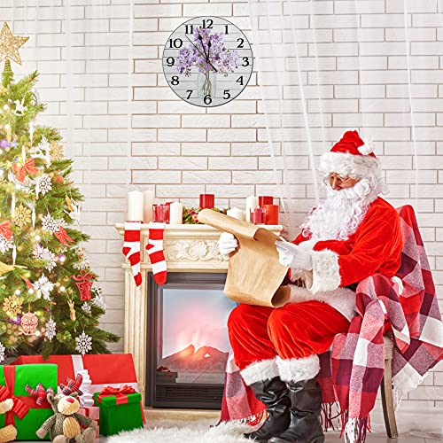 Godblessign Farmhouse Wall Clock Mason Jar With Lilacs Wooden Wall Clocks Kitchen Wall Decor Silent Wall Clock Battery Operated Easy To Read Rustic Decorative For Kitchen 10 Inch #TOP3