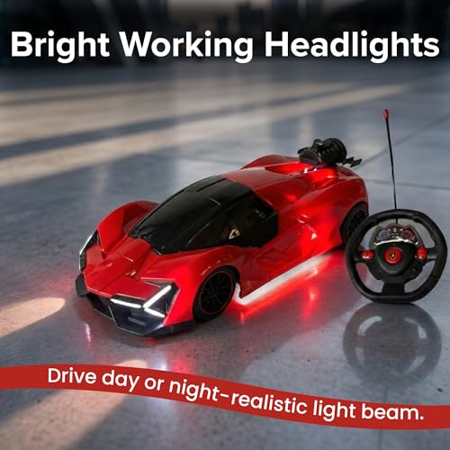 Image of Lilplay Lamborghini Remote Control Car for Kids (Red) | Sports Racing Toy for Boys | Door Opening & Rechargeable | Big Size | High Speed RC Car with Smoke | Type-C Charging | LED Headlights