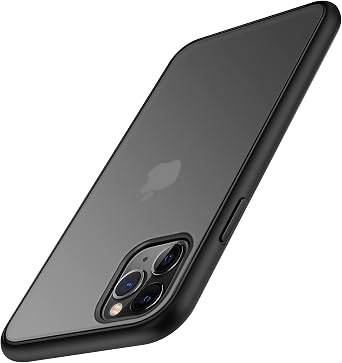 TENDLIN Compatible with iPhone 11 Pro Max Case Translucent Matte Hard Back with Soft Silicone Bumper Comfortable Case Black