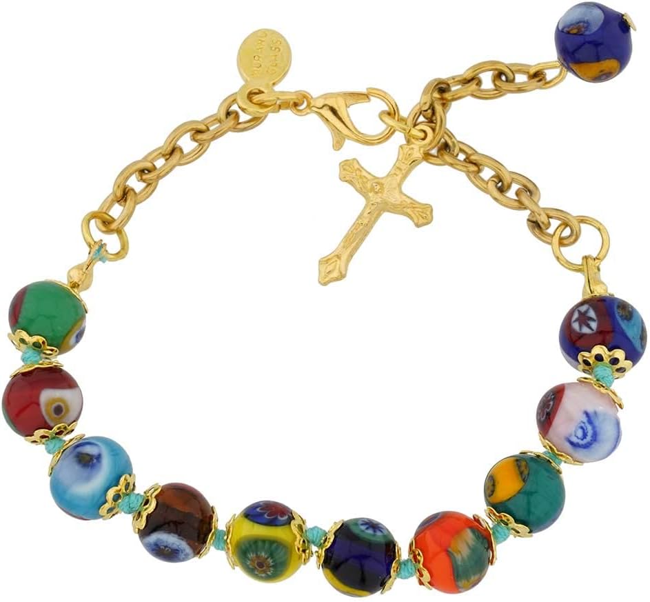 Glass Of Venice Murano Glass Mosaic Rosary Bracelet - Multicolor