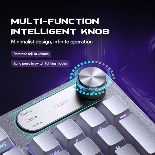 FURYCUBE IP98 Wireless Gaming Keyboard with Knob – Triple-Mode (BT 5.0/2.4GHz / USB-C), RGB Backlit, Side-Printed PBT Translucent Keycaps, for Gaming or Work – Line White by FURYCUBE - Used condition - Image 3