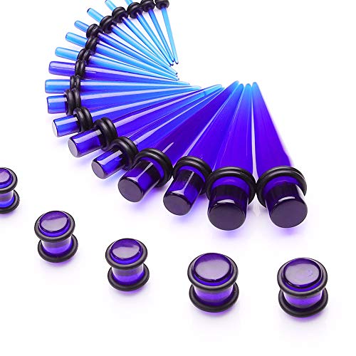 50 Pieces Ear Stretching Kit 14G-00G By Jieyuejewelry - Acrylic Tapers And Plugs + Silicone Tunnels - Ear Gauges Expander Set Body Piercing Jewelry #TOP1