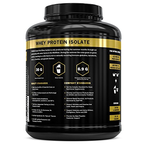 Grass Fed USA Whey Protein Isolate Powder I Native & Cold Processed I PROMIX 100% All Natural Undenatured I ­Best Optimum Standard Fitness Nutrition Shakes Energy Smoothie Bowls Unflavored 5lb Bulk - Thumbnail 2