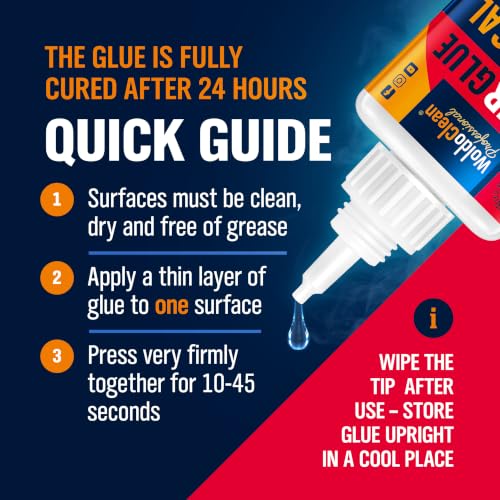 Image of WoldoClean Super Glue All-Purpose Liquid 50g - Fast Drying Clear CA Adhesive for Metal, Plastic, Wood, Ceramic, Glass & DIY Repairs