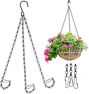 Hanging Chain with Hooks Black Flower Pot Chains Hanging Basket Chain Basket Replacement Chain with 3 Point Metal Chain Hanger for Plants Bird Feeders Planters Garden Lanterns Chalkboards Ornaments