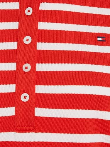 Tommy Hilfiger Damen Poloshirt Kurzarm 1985 Pique Stripe Polo Regular Fit, Mehrfarbig (Breton Fierce Red/Ecru), L – Ansicht 4