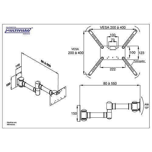 Suporte de TV, Multivisão, STPA50-PR, Preto