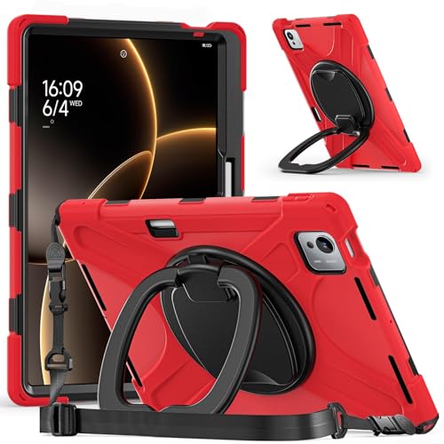Protection Xiaomi Pad 7 Ultra 14 antichoc rouge avec support rotatif et sangle