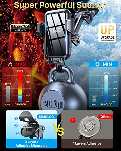 Phone Mount for Car (3 in 1) Dashboard Windshield Air Vent [Multi-Angle Adjustment Arm] Dash Phone Holder Mount, Car Cell Phone Holder, Hands Free iPhone Stand for Car Fit for All Mobile Phones.