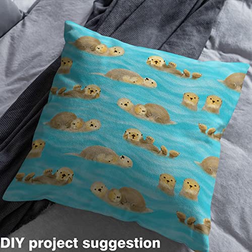 Otter Fabric by The Yard Cute Cartoon Wild Animal Upholstery Fabric for Chairs Wildlife Decorative Fabric for Upholstery and Home DIY Projects 2 Yards,(L184*W150cm) Teal Brown - Image 2