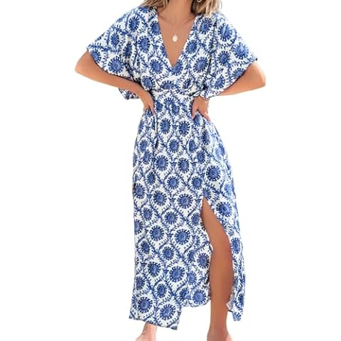 CUPSHE Boho Plunging V Neck Maxi Dress Cover