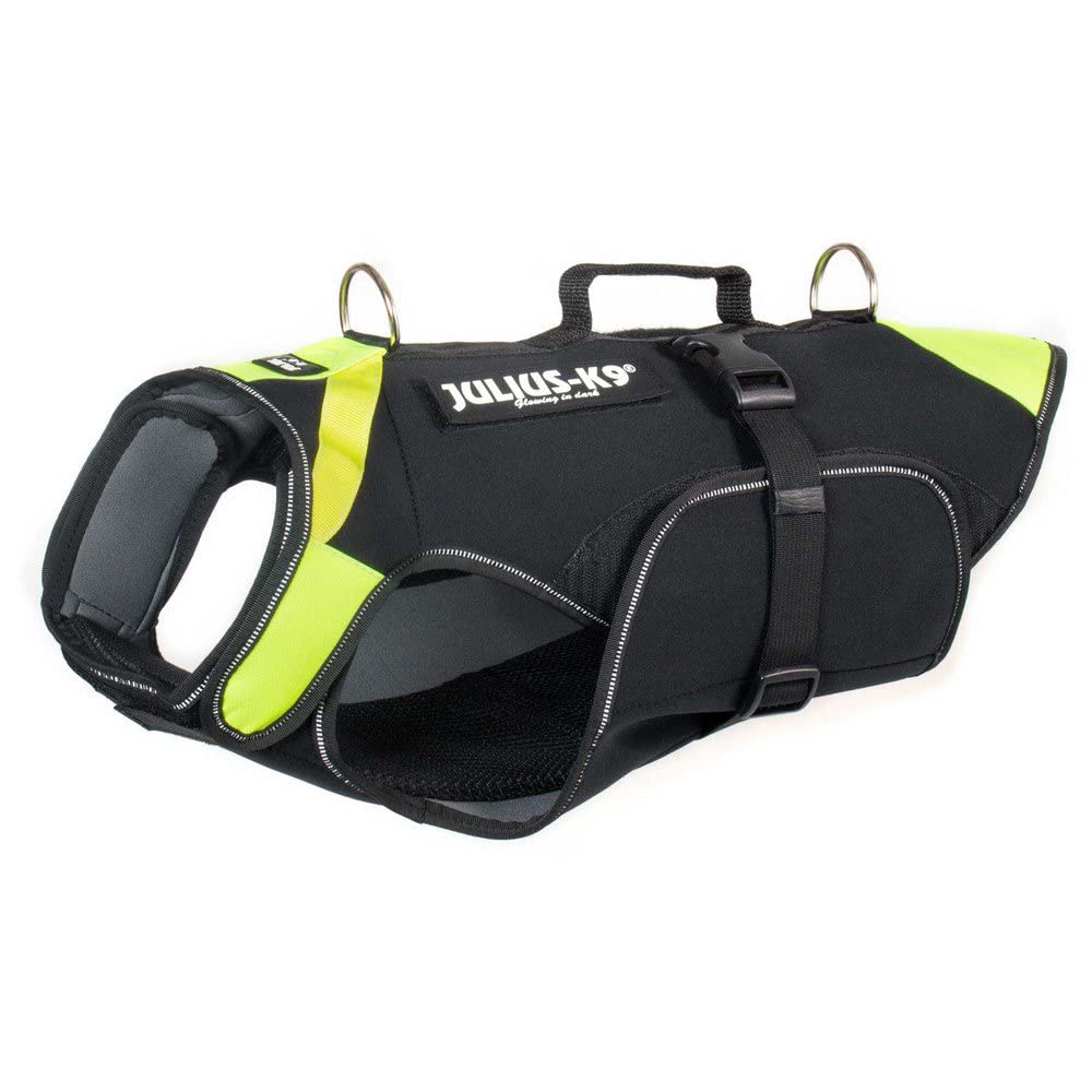 JULIUS K-9, 16SWM-IDC-L, Harnais-Gilet de Sauvetage IDC 3 en 1 pour Chiens, Taille: L, Néon